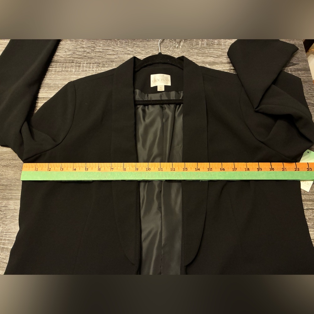 Decree Black Open Front Blazer Jacket XL New With Tags Fully Lined Faux Pockets - Picture 4 of 9